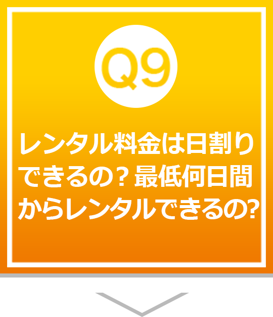 レンタル料金は日割りできるの？最低何日間からレンタルできるの?